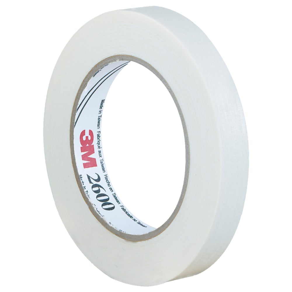 3M 2600 Masking Tape, 3in Core, 0.75in x 180ft, White, Case Of 12 MPN:T93426012PK