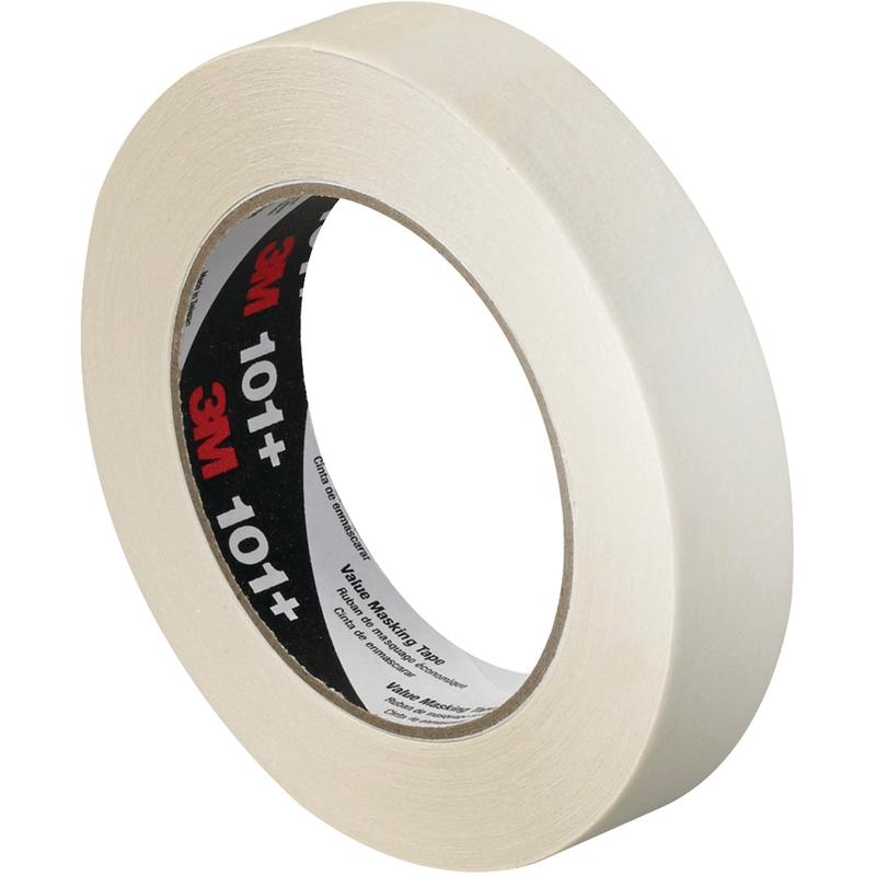 3M 101+ Masking Tape, 3in Core, 1in x 180ft, Tan, Case Of 12 MPN:T93510112PK