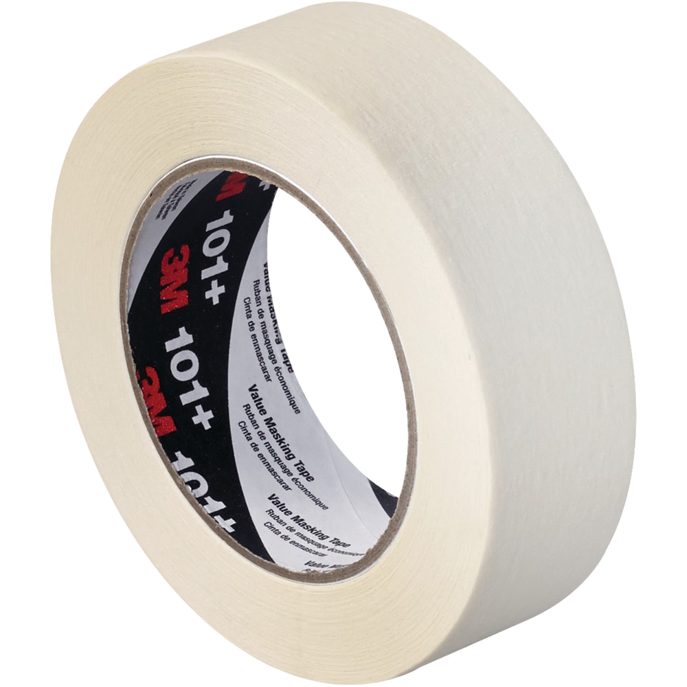3M 101+ Masking Tape, 3in Core, 1.5in x 180ft, Tan, Case Of 12 MPN:T93610112PK