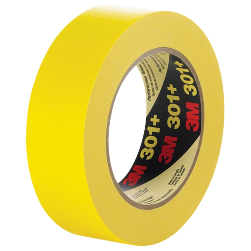 3M 301+ Masking Tape, 3in Core, 1.5in x 180ft, Yellow, Case Of 12 MPN:T93630112PK