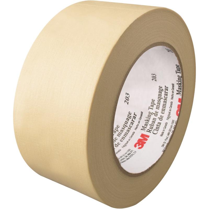 3M 203 Masking Tape, 3in Core, 2in x 180ft, Natural, Pack Of 12 MPN:T93720312PK