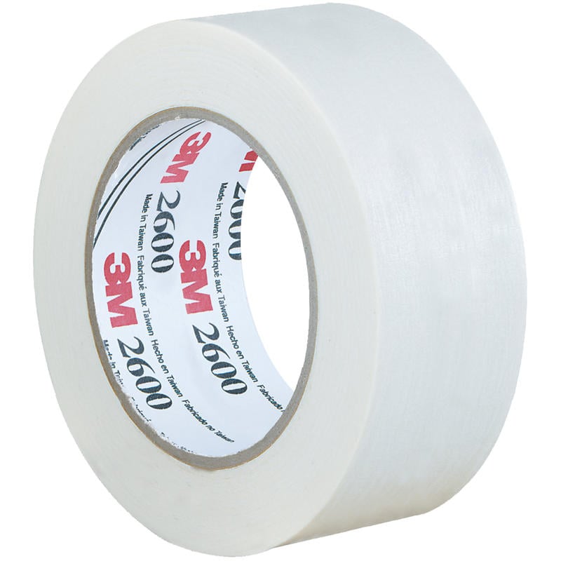 3M 2600 Masking Tape, 3in Core, 2in x 180ft, White, Case Of 24 MPN:T937260
