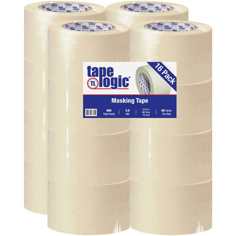 Tape Logic 2400 Masking Tape, 3in Core, 3in x 180ft, Natural, Pack Of 16 MPN:T9382400