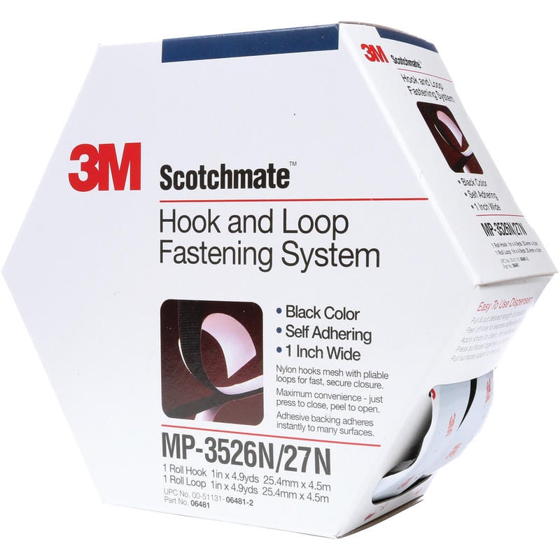 3M Scotchmate Fasteners Combo Pack, 1in x 15ft, Black, Case Of 5 MPN:DK3M161