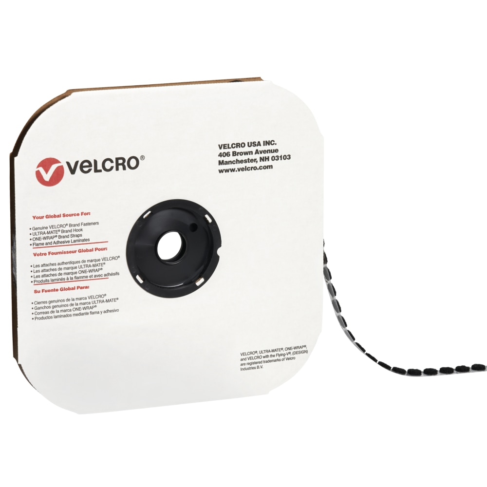 VELCRO Brand - Hook, 3/4in Dots, Black, Roll Of 1, 028 MPN:VEL125