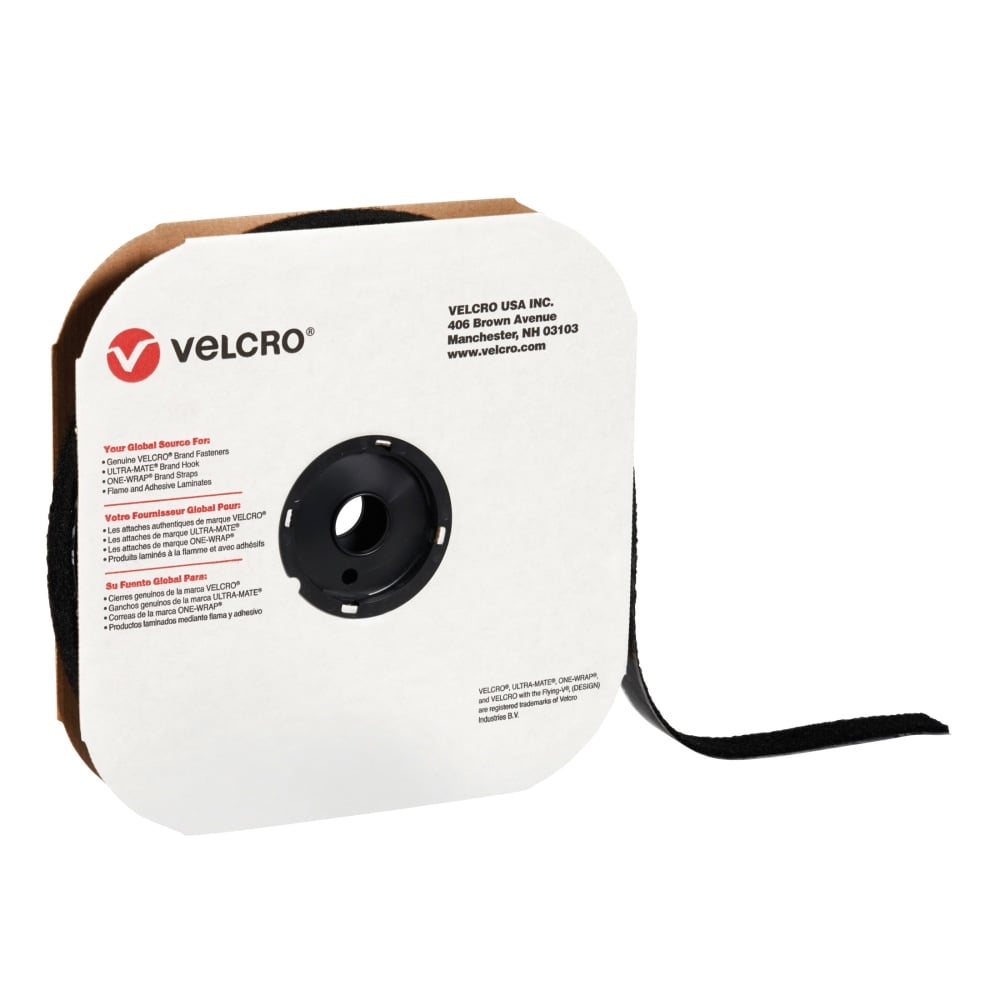 VELCRO Brand Individual Self Stick Tape, Hook, 1in x 75ft, Black MPN:VEL133