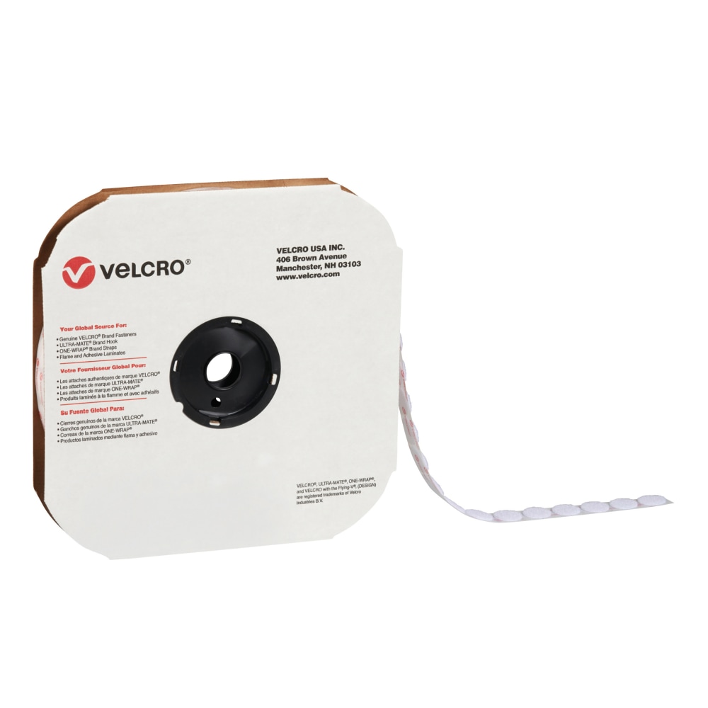 VELCRO Brand Tape Dots, Hook, 7/8in, White, Pack Of 900 Dots MPN:VEL143