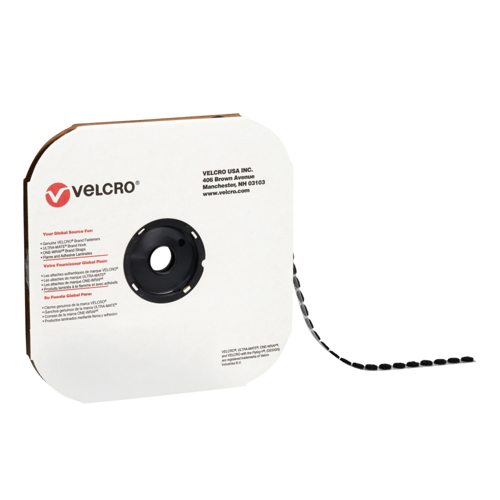 VELCRO Brand Tape Dots, Loop, 1-3/8in, Black, Case Of 600 Dots MPN:VEL146