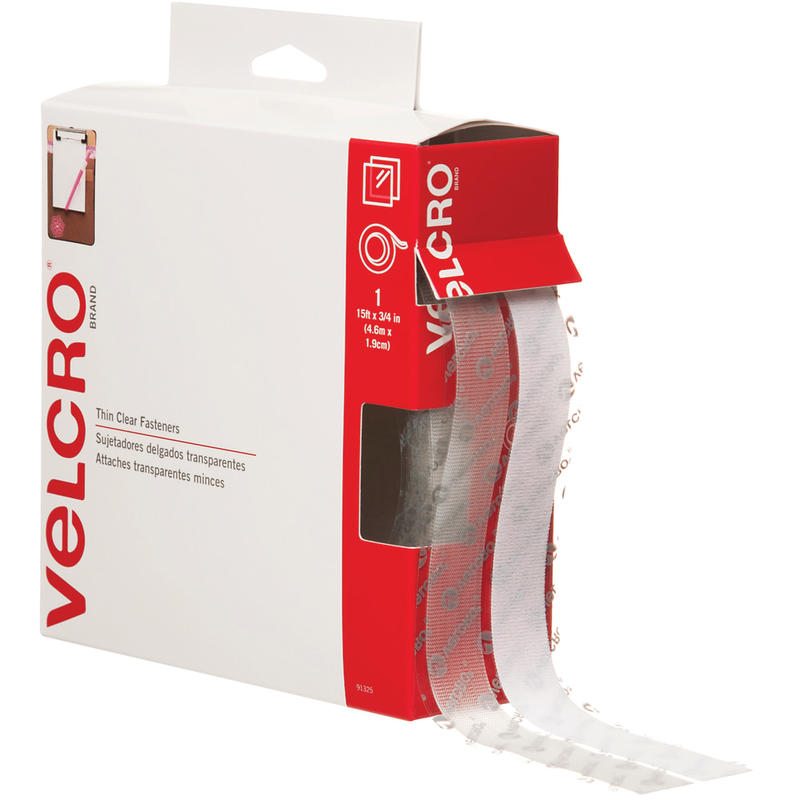 VELCRO Brand Self Stick Tape Combo Pack, 3/4in x 15ft, Clear MPN:VEL150