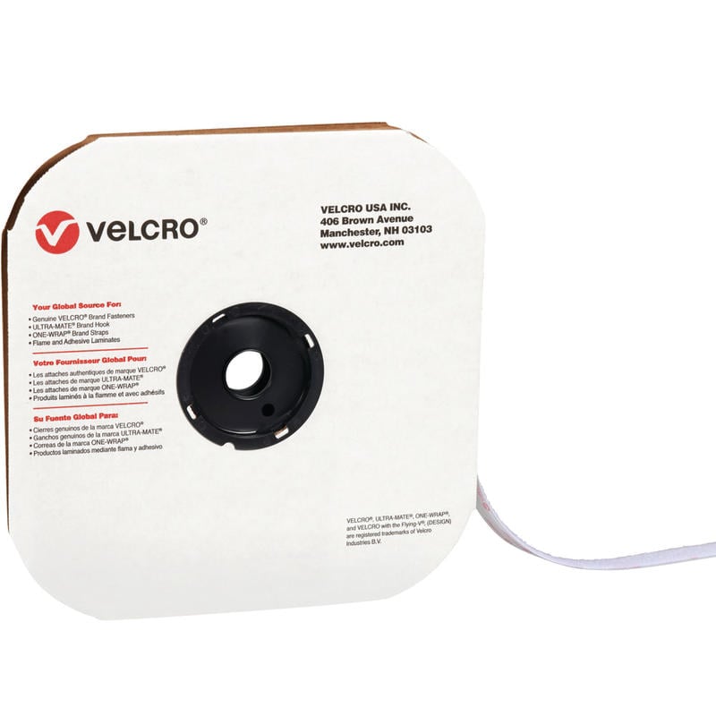 VELCRO Brand Tape, Hook Strips, 0.5in x 900in, White MPN:VEL156