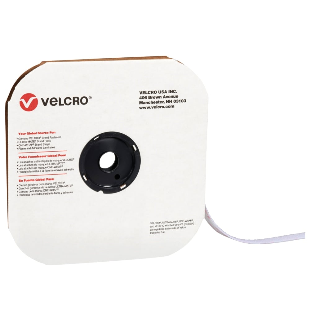 VELCRO Brand Loop Tape, Strips, 1/2in x 75ft, White MPN:VEL157