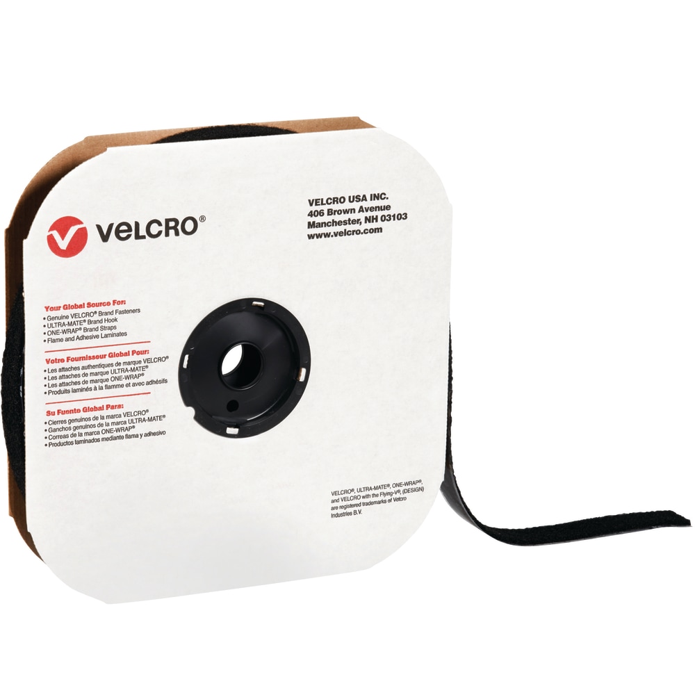 VELCRO Brand Tape, Hook Strips, 1.5in x 900in, Black MPN:VEL158