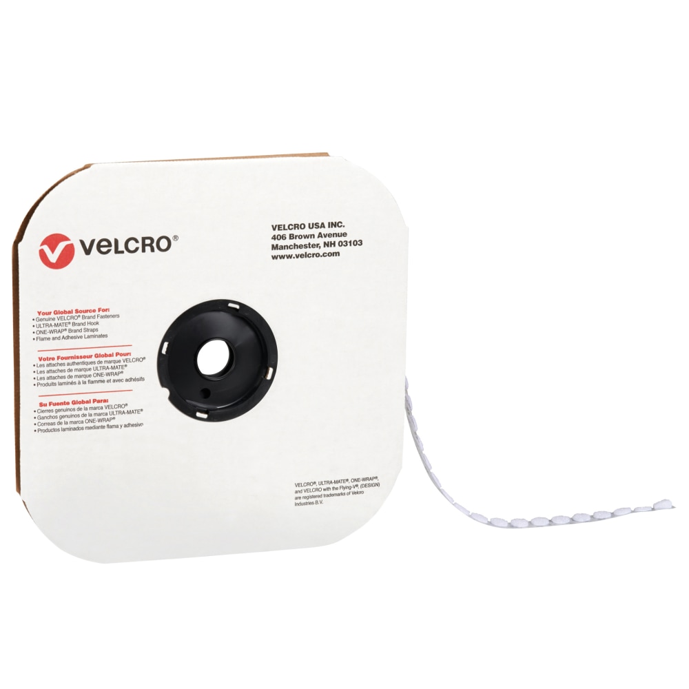 VELCRO Brand Tape, Hook Dots, 0.63in, White, Case Of 1, 200 MPN:VEL172