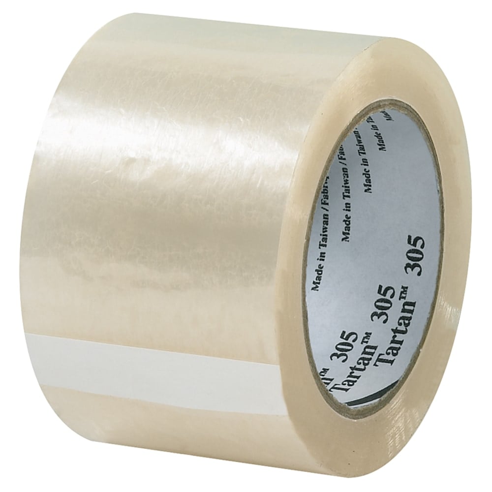 3M 305 Carton Sealing Tape, 3in x 110 Yd., Clear, Case Of 24 MPN:T905305