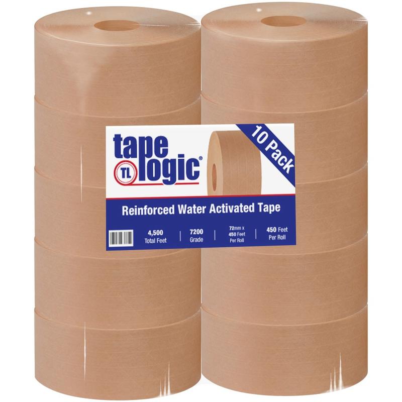 Tape Logic Reinforced Water-Activated Packing Tape, #7200, 3in Core, 2.8in x 150 Yd., Kraft, Case Of 10 MPN:T9077200