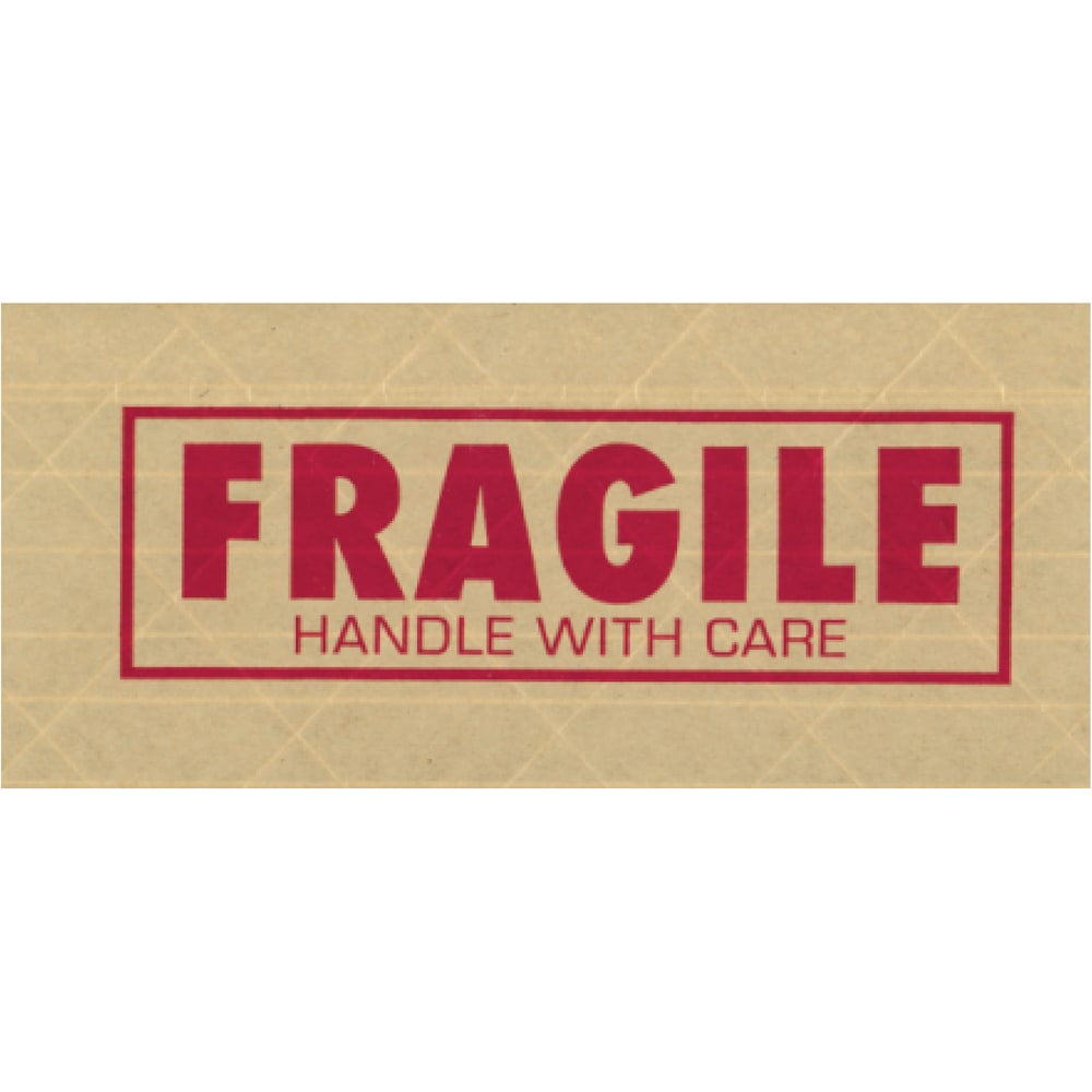 Tape Logic Preprinted Reinforced Water-Activated Tape, Fragile, 3in Core, 3in x 150 Yd., Kraft, Case Of 10 MPN:T9077500F