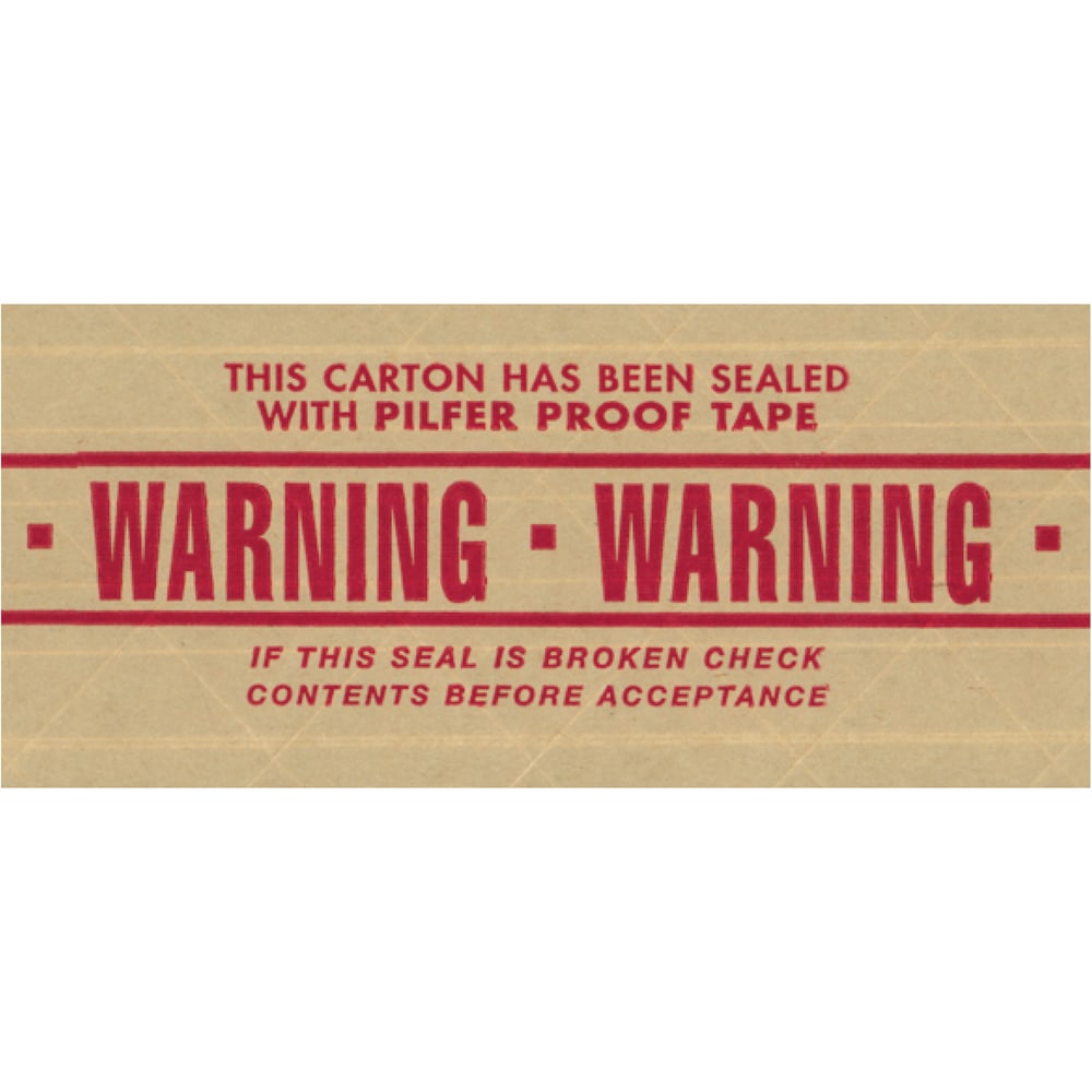 Tape Logic Preprinted Reinforced Water-Activated Tape, Warning, 3in Core, 3in x 150 Yd., Kraft, Case Of 10 MPN:T9077500P