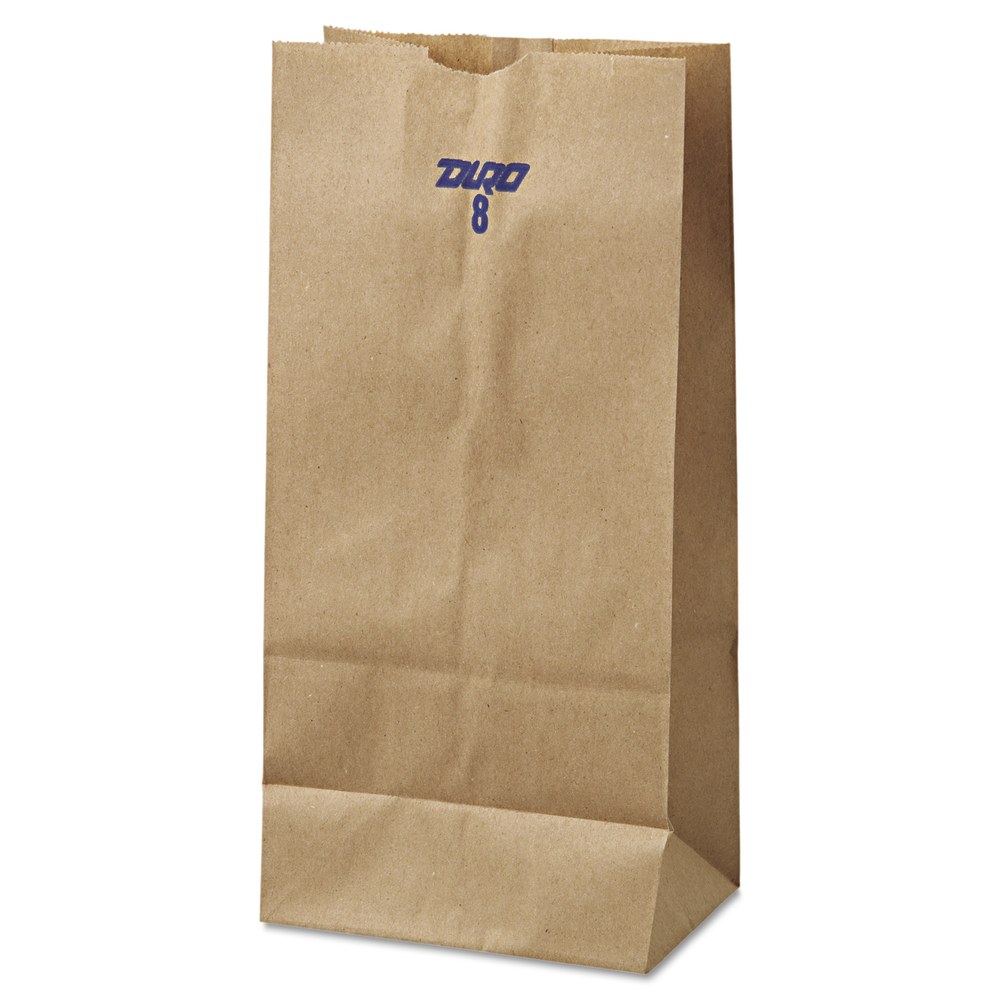 General Paper Grocery Bags, #8, 6 1/8in x 4 3/16in x 12 7/16in, 35 Lb, Brown, Pack Of 500 MPN:18408