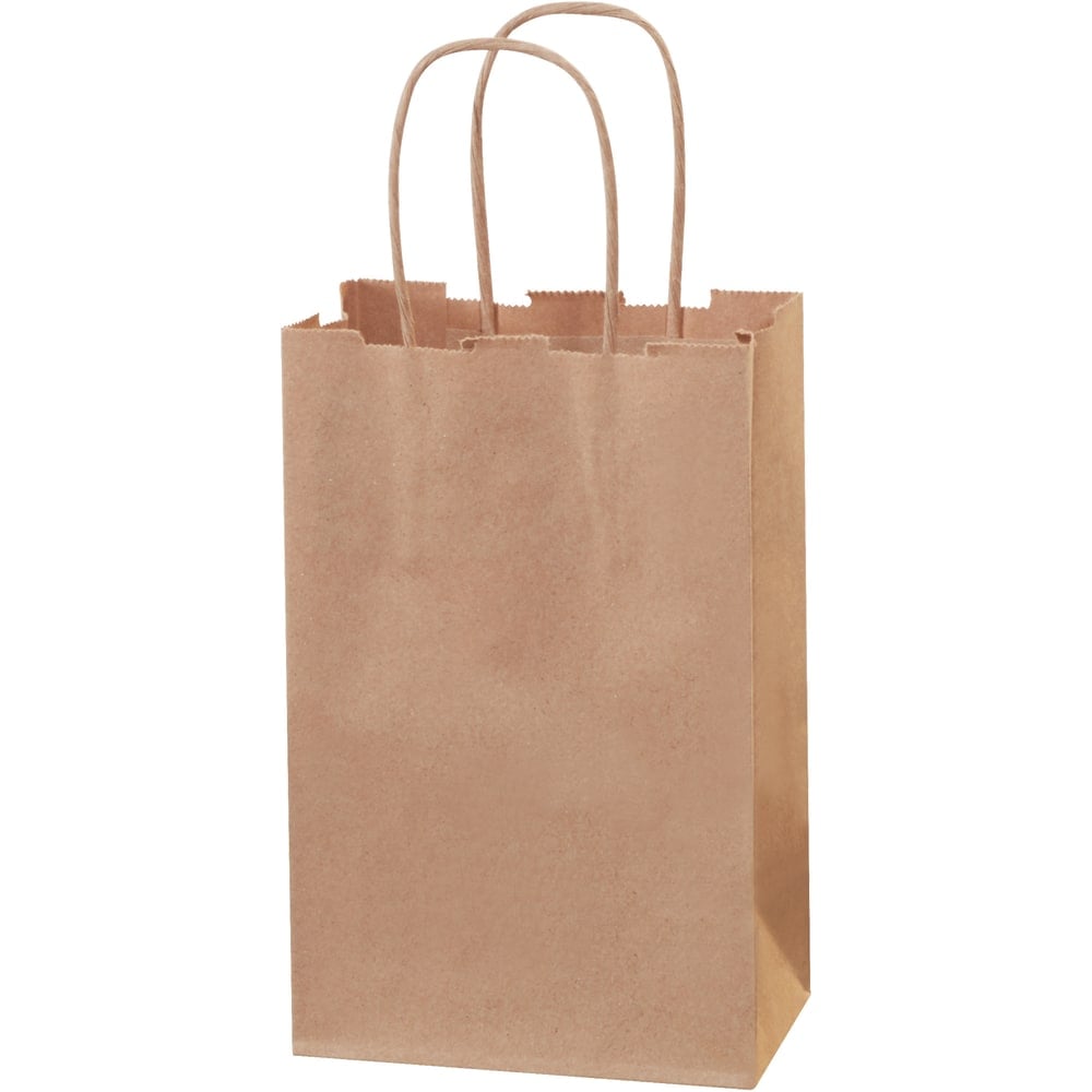 Partners Brand Paper Shopping Bags, 8 3/8inH x 5 1/4inW x 3 1/4inD, Kraft, Case Of 250 MPN:BGS101K