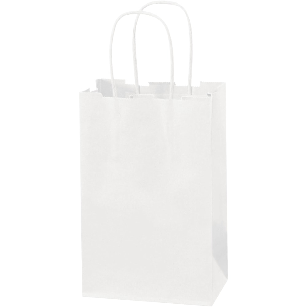 Partners Brand Paper Shopping Bags, 5 1/4inW x 3 1/4inD x 8 3/8inH, White, Case Of 250 MPN:BGS101W