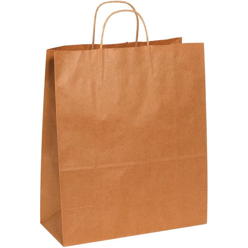Partners Brand Paper Shopping Bags, 15 3/4inH x 13inW x 6inD, Kraft, Case Of 250 MPN:BGS105K
