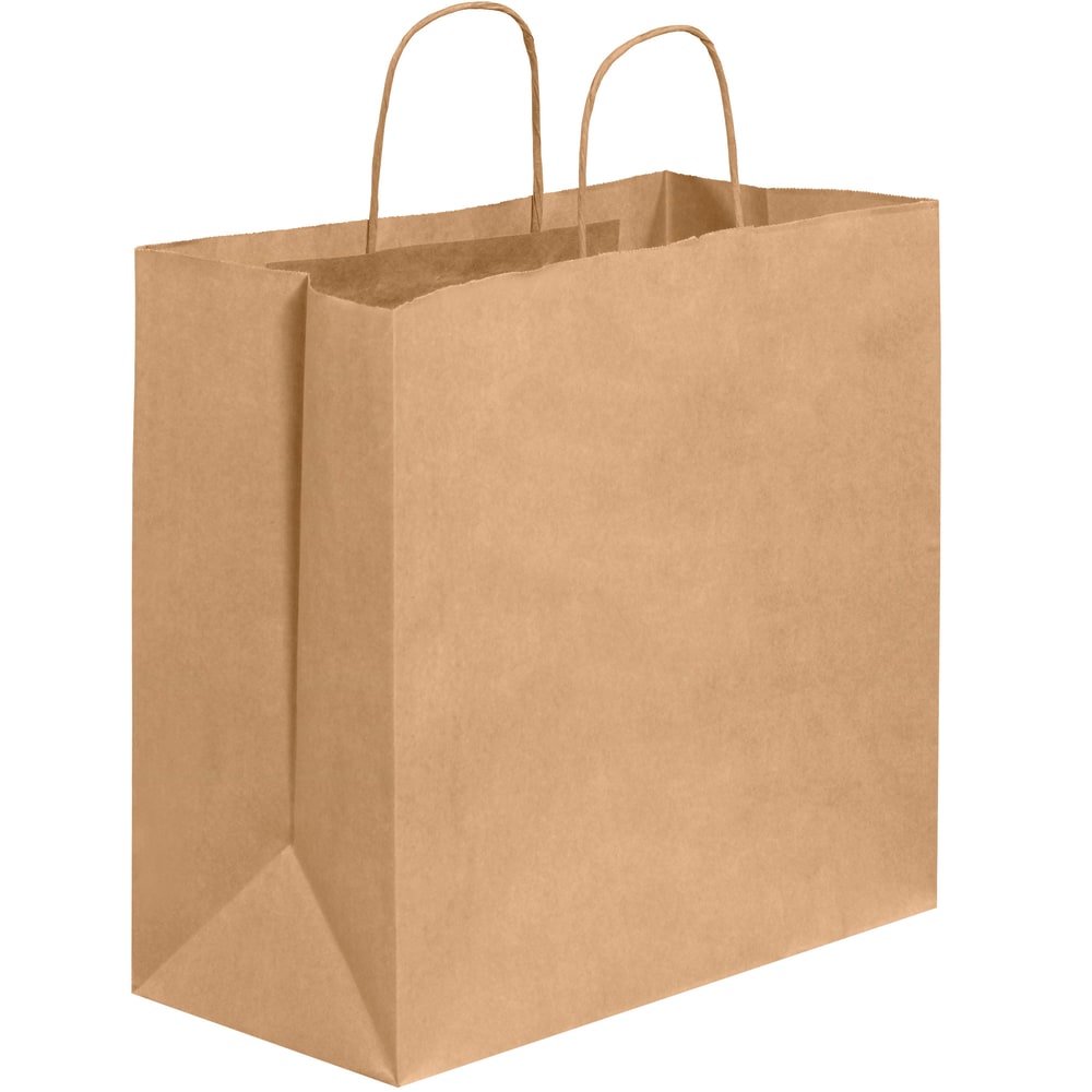 Partners Brand Paper Shopping Bags, 13inH x 7inW x 13inD, Kraft, Case Of 250 MPN:BGS114K