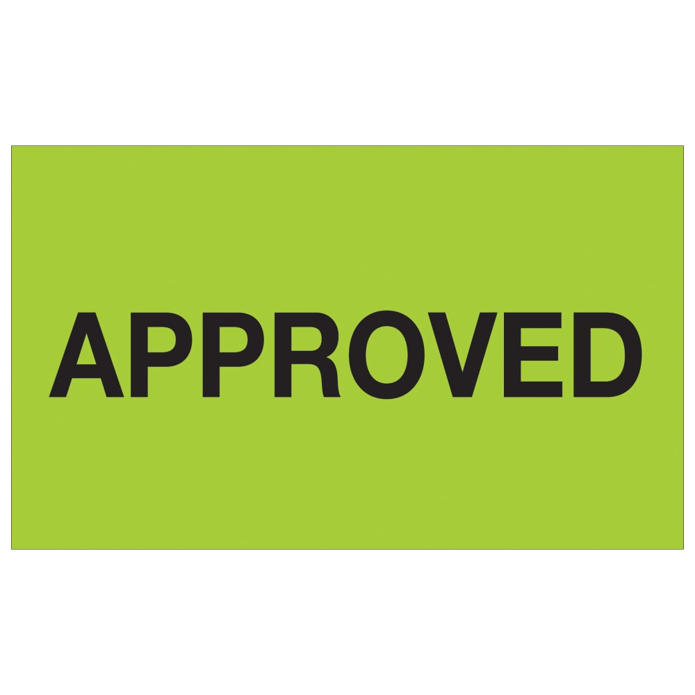 Tape Logic Preprinted Special Handling Labels, DL1154, Approved, Rectangle, 3in x 5in, Fluorescent Green, Roll Of 500 MPN:DL1154