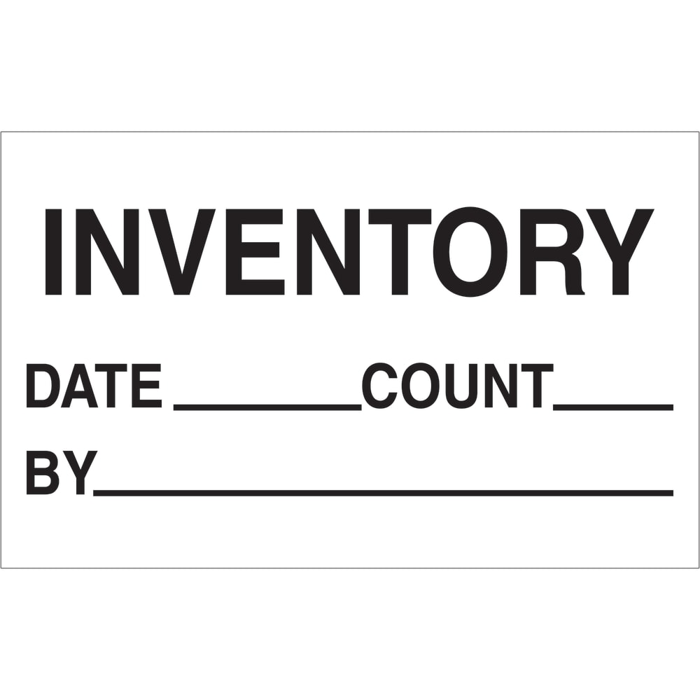 Tape Logic Preprinted Special Handling Labels, DL1181, Inventory/Date/Count/By, Rectangle, 1 1/4in x 2in, Black/White, Roll Of 500 MPN:DL1181