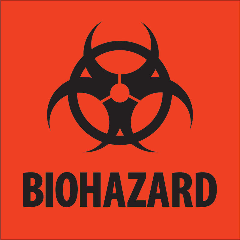 Tape Logic Preprinted Shipping Labels, DL1305, Biohazard, Square, 2in x 2in, Fluorescent Red, Roll Of 500 MPN:DL1305