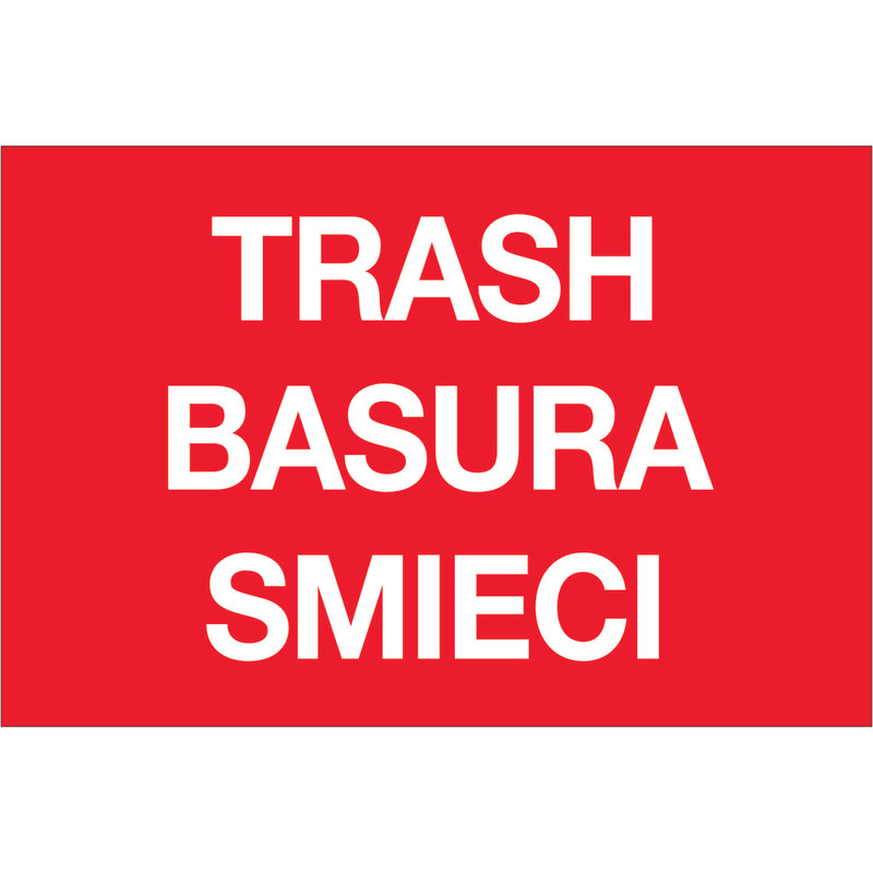 Tape Logic Preprinted Special Handling Labels, DL1311, Trash/Basura/Smieci, Rectangle, 2in x 3in, Red, Roll Of 500 MPN:DL1311