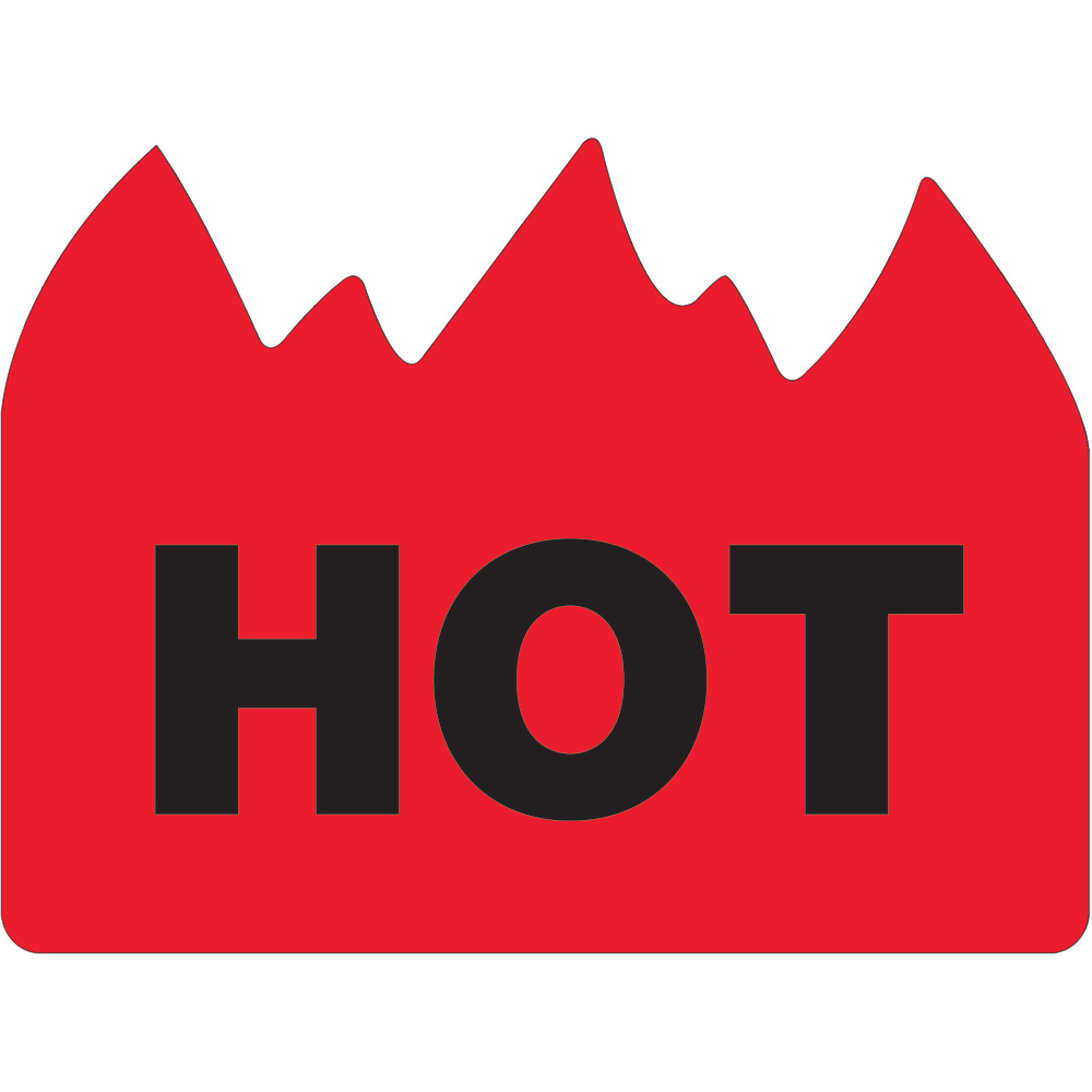 Tape Logic Flame Labels, DL1399, Hot (Bill of Lading), 1 1/2in x 2in, Red/Black, Roll Of 500 MPN:DL1399