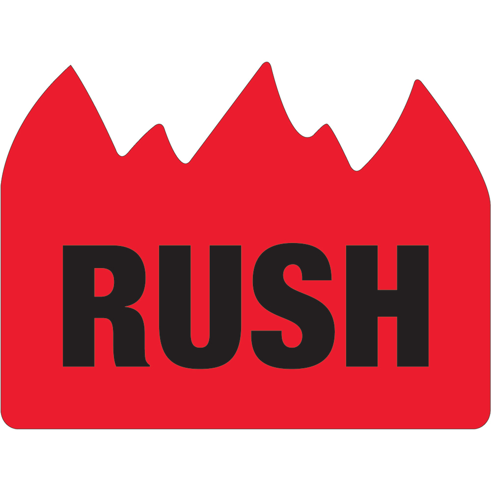 Tape Logic Flame Labels, DL1401, Rush (Bill of Lading), 1 1/2in x 2in, Red/Black, Roll Of 500 MPN:DL1401