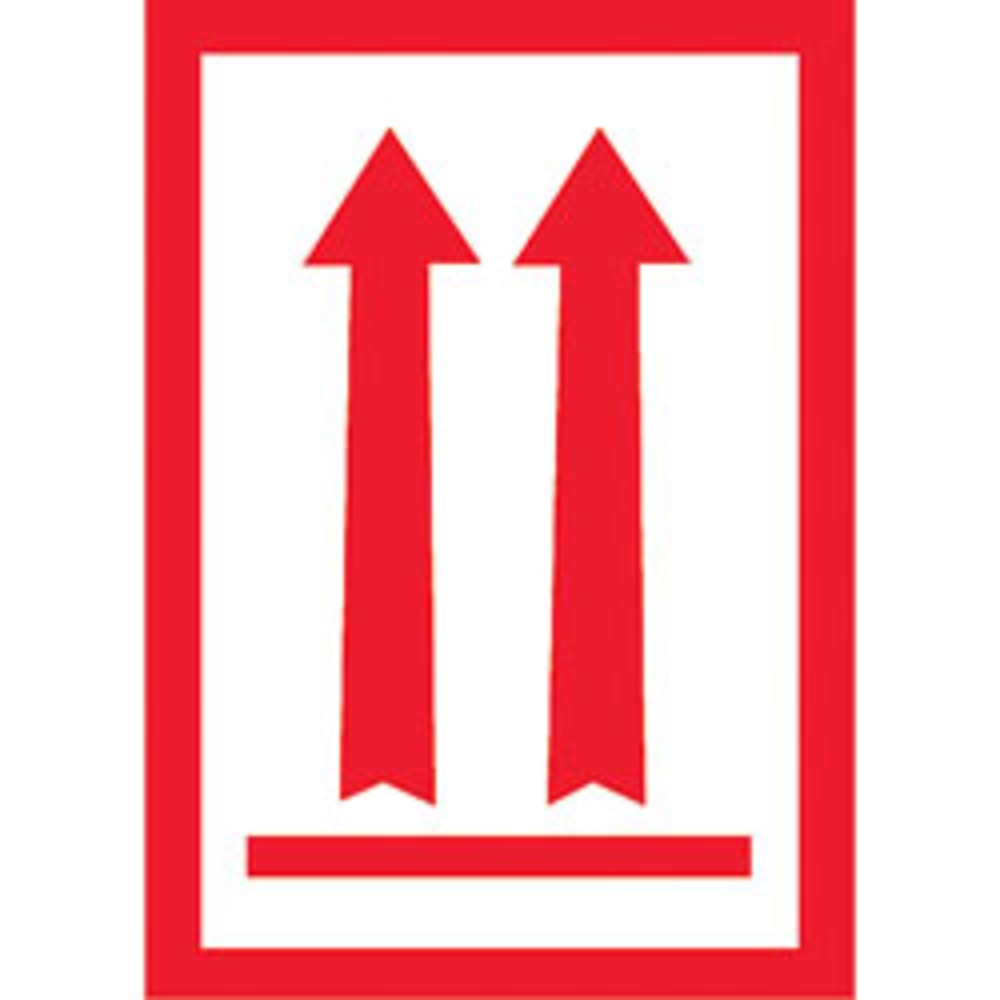 Tape Logic Preprinted Shipping Labels, DL1930, Arrow, 2 Up Arrows Over Bar, 3in x 5in, Red/White, Roll Of 500 MPN:DL1930