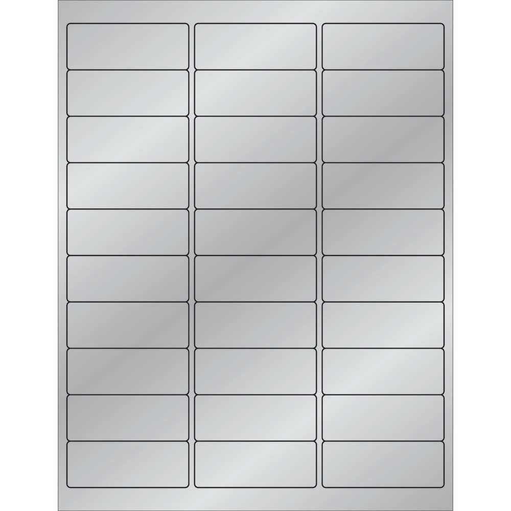 Tape Logic Foil Labels For Laser Printers, LL210SR, 1in x 2 5/8in, Rectangle, Silver, 30 Labels Per Sheet, Case Of 100 Sheets MPN:LL210SR