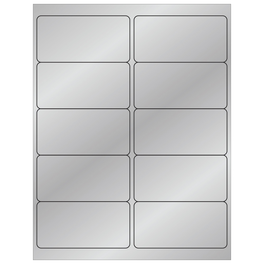 Tape Logic Foil Labels For Laser Printers, LL211SR, 2in x 4in, Rectangle, Silver, 10 Labels Per Sheet, Case Of 100 Sheets MPN:LL211SR
