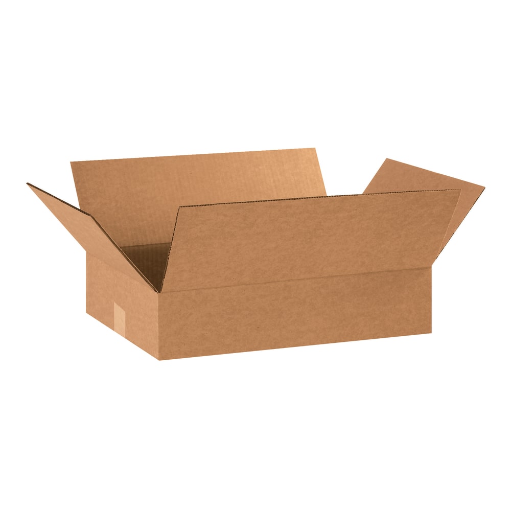 Partners Brand Flat Corrugated Boxes, 18in x 12in x 4in, Kraft, Pack Of 25 MPN:18124