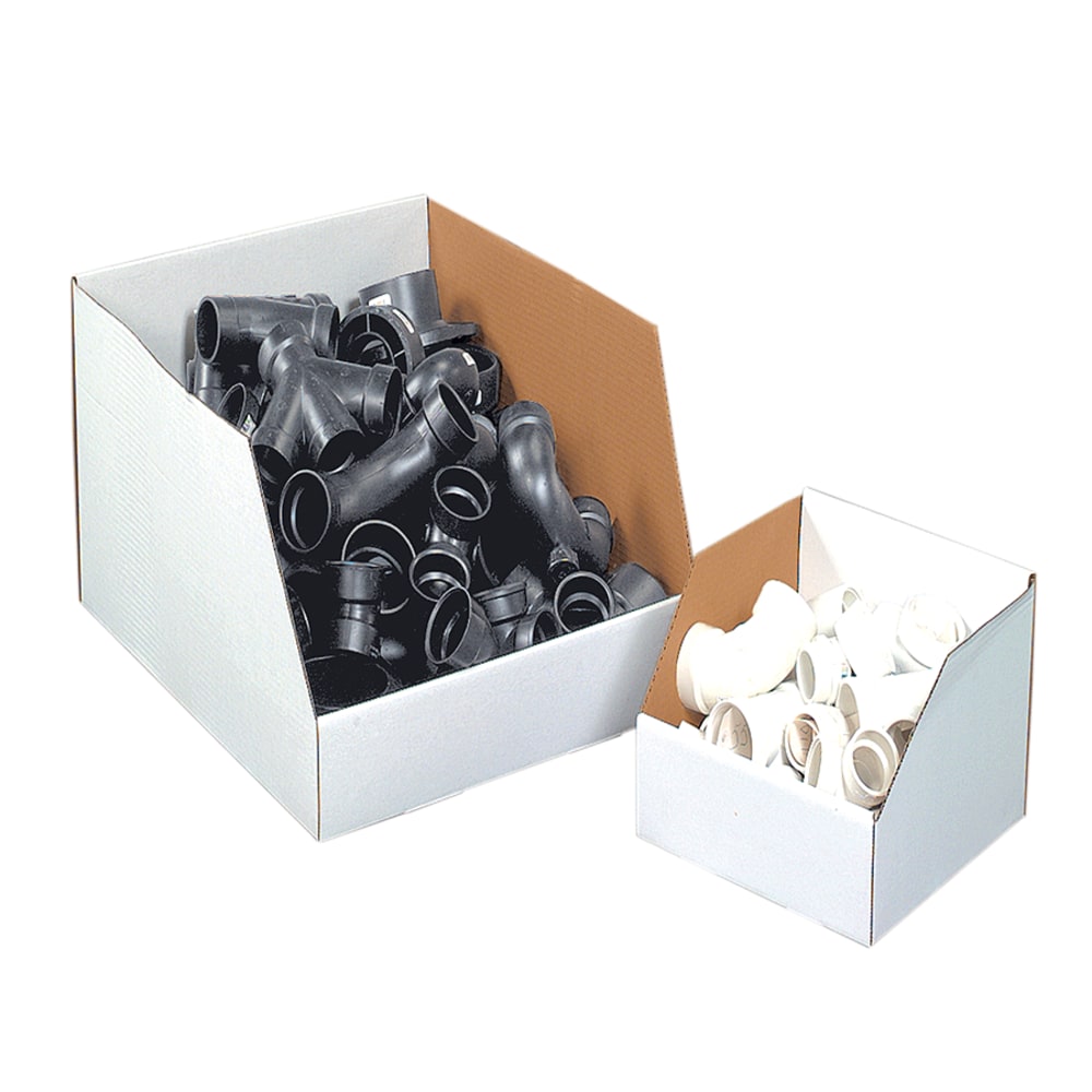 Partners Brand Jumbo Open Top Bin Boxes, 8in x 12in x 12in, White, Pack Of 25 MPN:BINJ12128