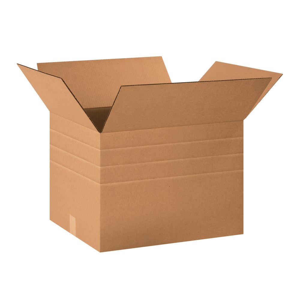 Partners Brand Multi-Depth Corrugated Boxes, 20in x 16in x 14in, Scored 12in, 10in, 8in, Kraft, Pack Of 20 MPN:MD201614