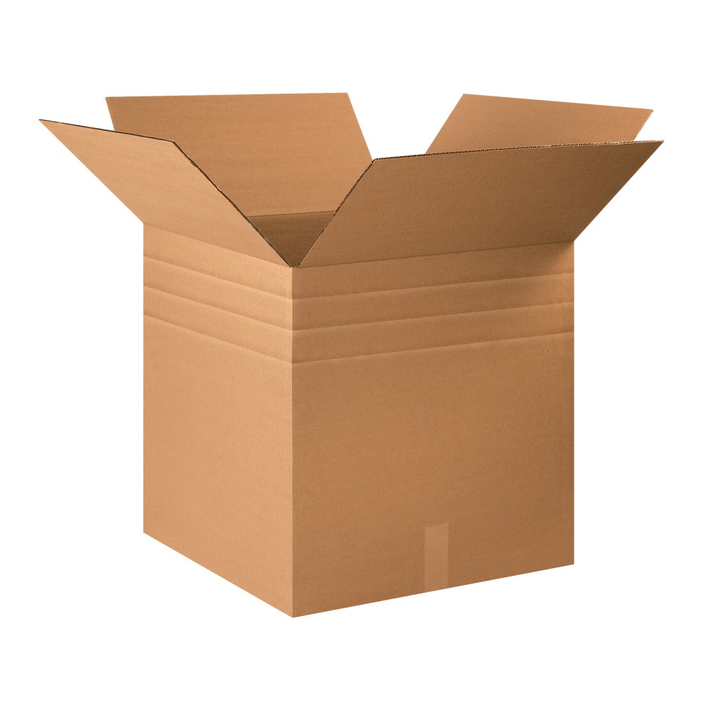 Partners Brand Multi-Depth Corrugated Boxes, 22in x 22in x 22in, Scored 20in, 18in, 16in, Kraft, Pack Of 10 MPN:MD222222