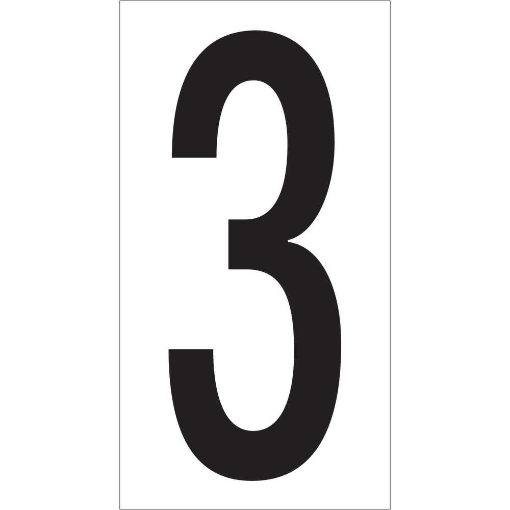 Partners Brand Vinyl Warehouse Labels, DL9303, Number 3, 3 1/2in, Black/White, Case Of 50 MPN:DL9303