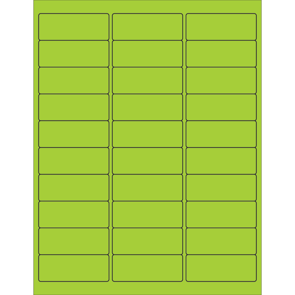 Tape Logic Permanent Labels, LL173GN, Rectangle, 2 5/8in x 1in, Fluorescent Green, Case Of 3, 000 MPN:LL173GN