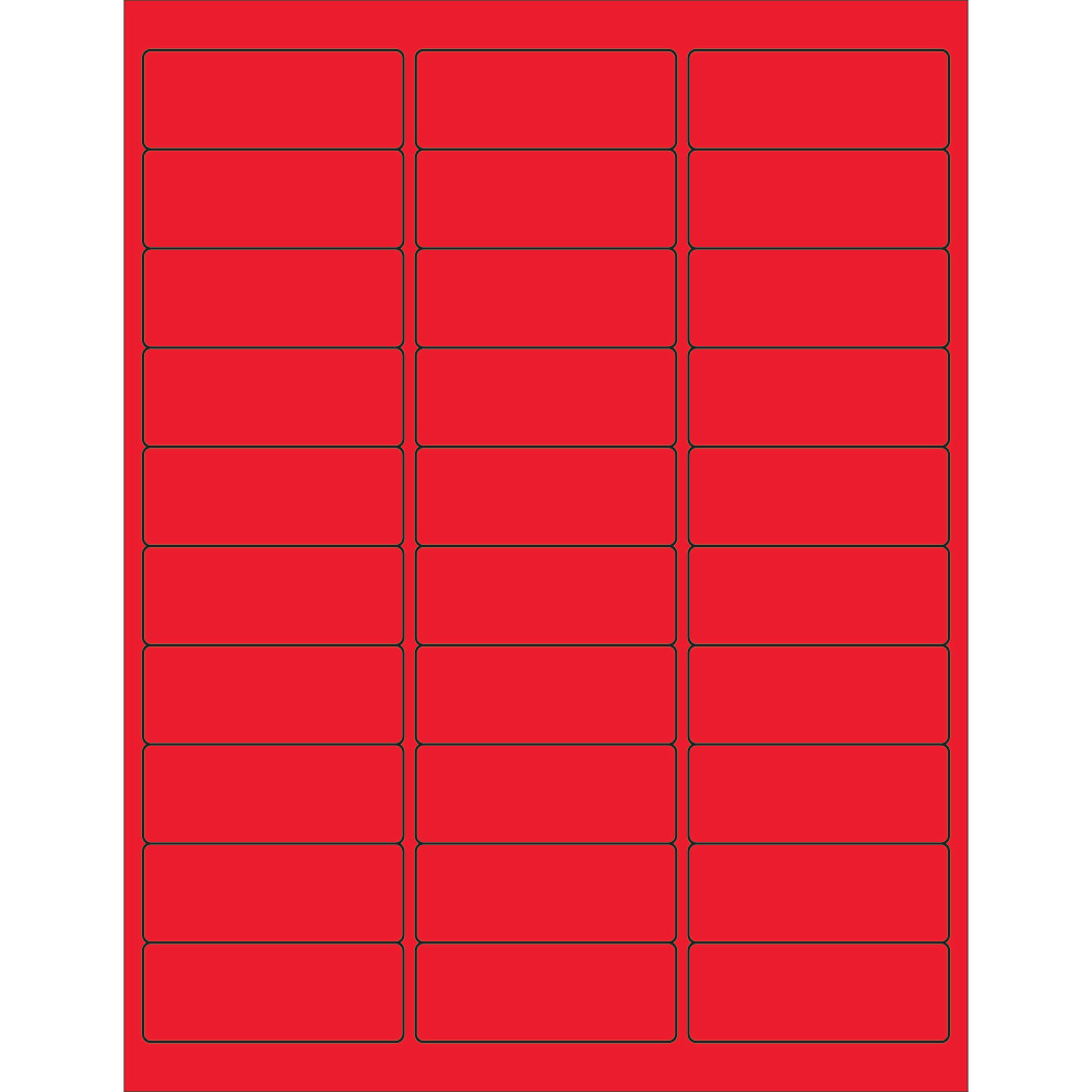 Tape Logic Permanent Labels, LL173RD, Rectangle, 2 5/8in x 1in, Fluorescent Red, Case Of 3, 000 MPN:LL173RD