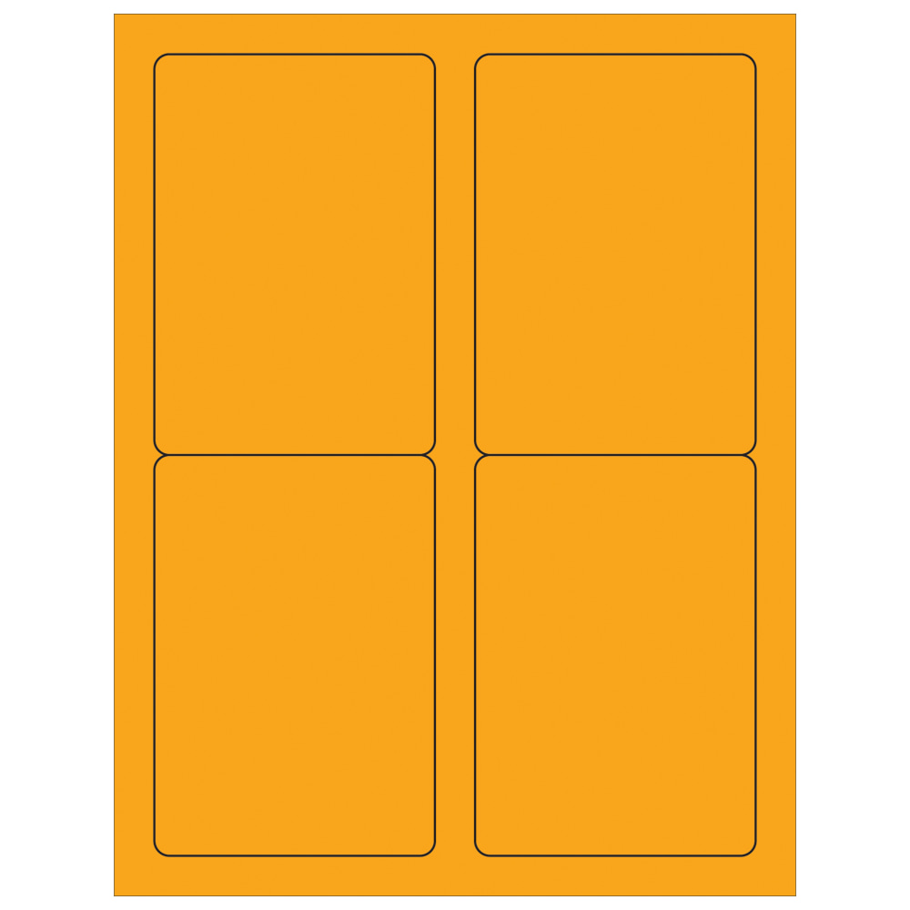 Tape Logic Permanent Labels, LL176OR, Rectangle, 3 1/2in x 5in, Fluorescent Orange, Case Of 400 MPN:LL176OR