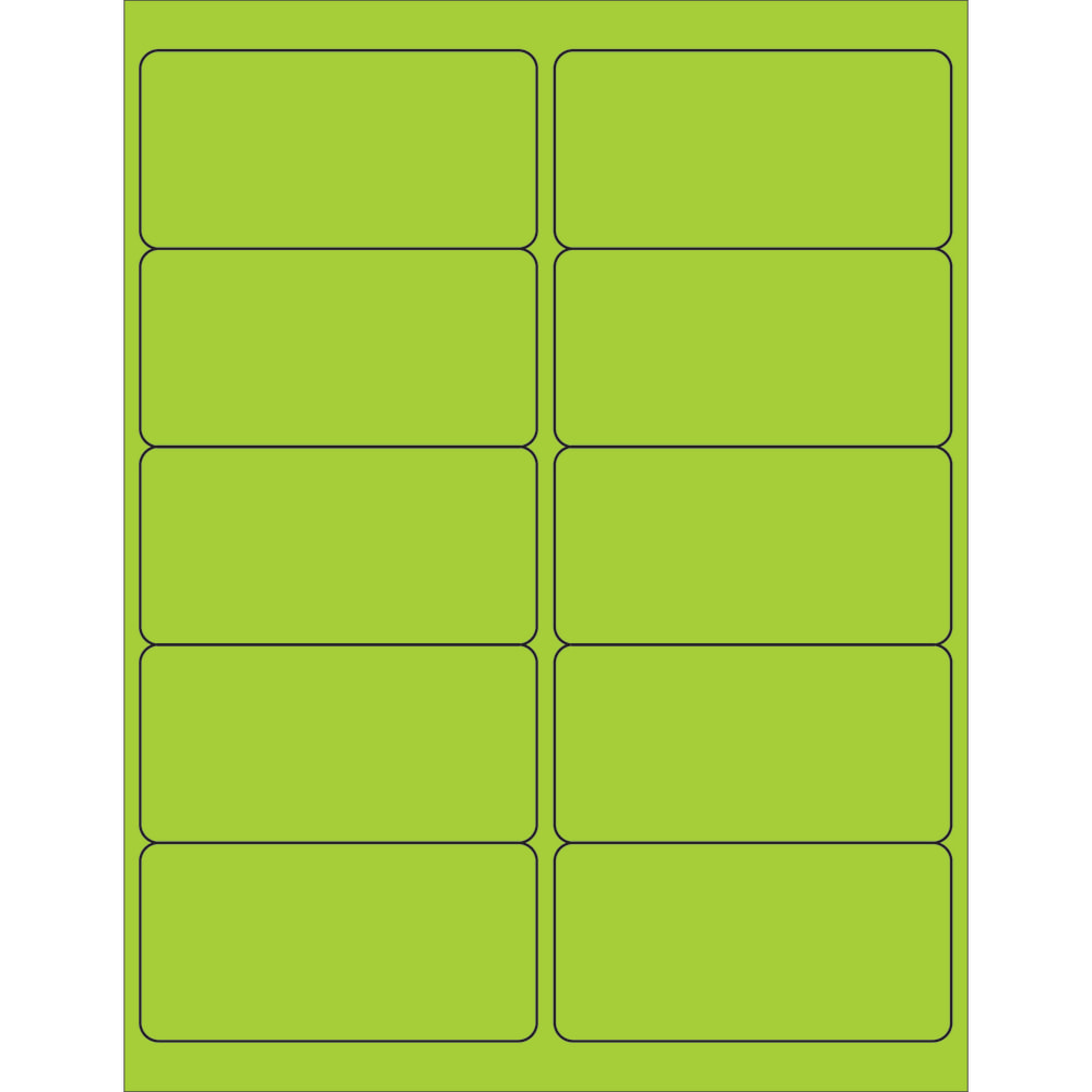 Tape Logic Permanent Labels, LL178GN, Rectangle, 4in x 2in, Fluorescent Green, Case Of 1, 000 MPN:LL178GN