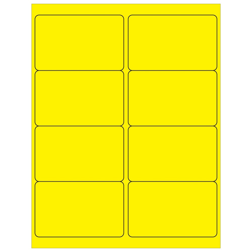 Tape Logic Permanent Labels, LL179YE, Rectangle, 4in x 2 1/2in, Fluorescent Yellow, Case Of 800 MPN:LL179YE