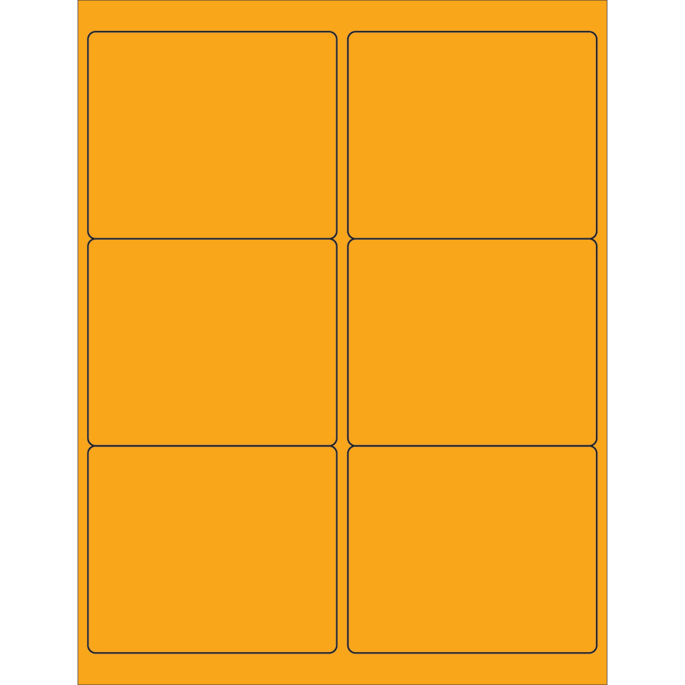 Tape Logic Permanent Labels, LL180OR, Rectangle, 4in x 3 3/8in, Fluorescent Orange, Case Of 600 MPN:LL180OR