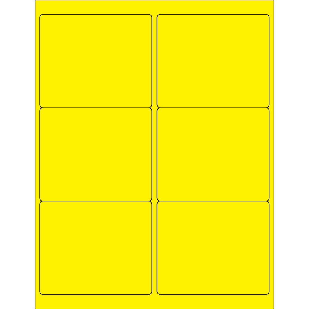 Tape Logic Permanent Labels, LL180YE, Rectangle, 4in x 3 3/8in, Fluorescent Yellow Case Of 600 MPN:LL180YE