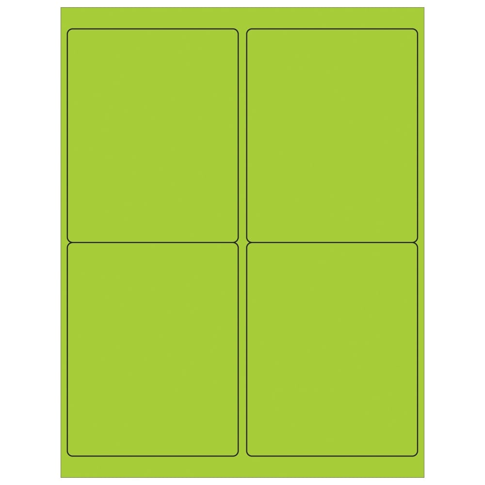 Tape Logic Permanent Labels, LL181GN, Rectangle, 4in x 5in, Fluorescent Green, Case Of 400 MPN:LL181GN