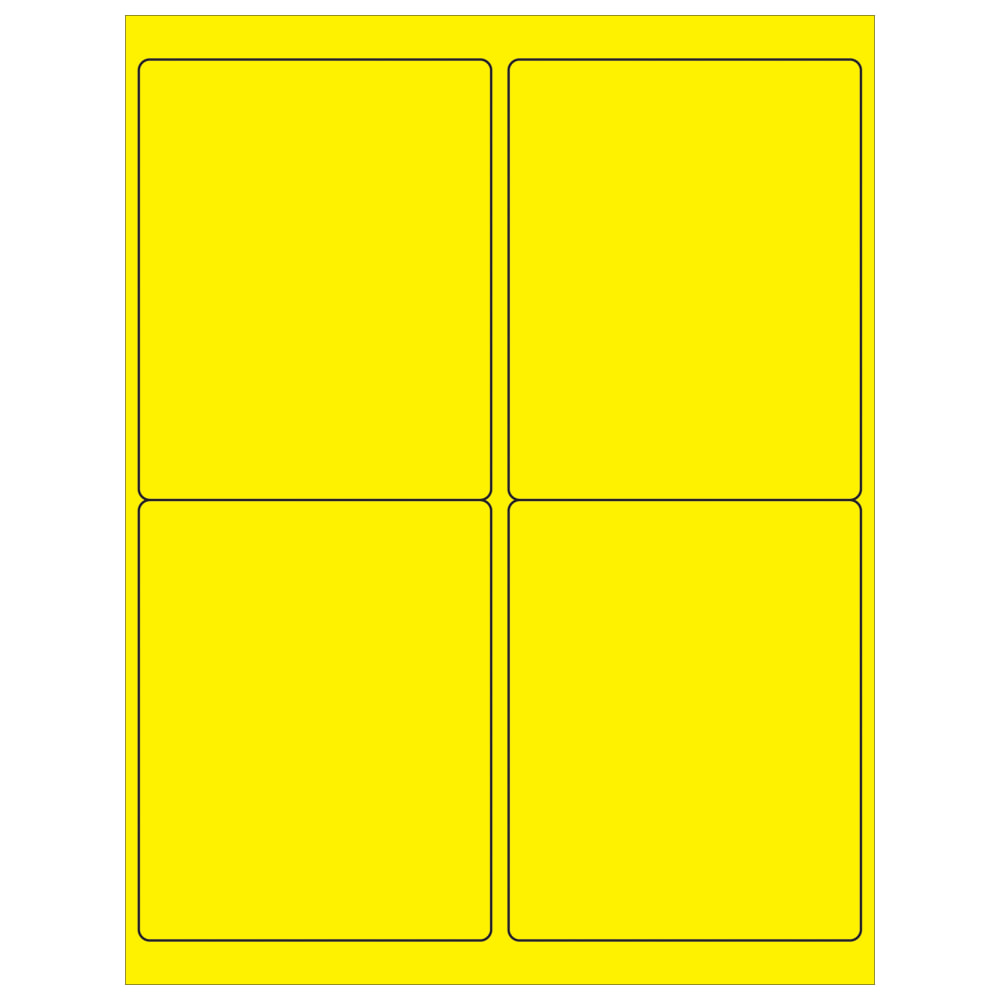 Tape Logic Permanent Labels, LL181YE, Rectangle, 4in x 5in, Fluorescent Yellow, Case Of 400 MPN:LL181YE