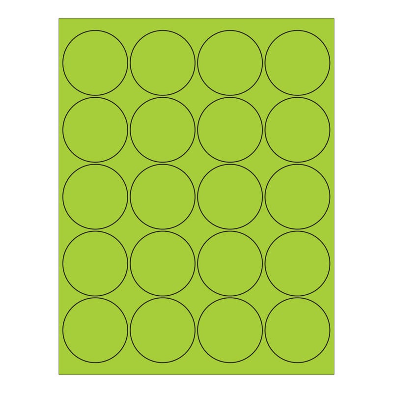 Tape Logic Round Labels For Inkjet/Laser Printers, LL197GN, 2in, Fluorescent Green, Pack Of 2, 000 Labels MPN:LL197GN